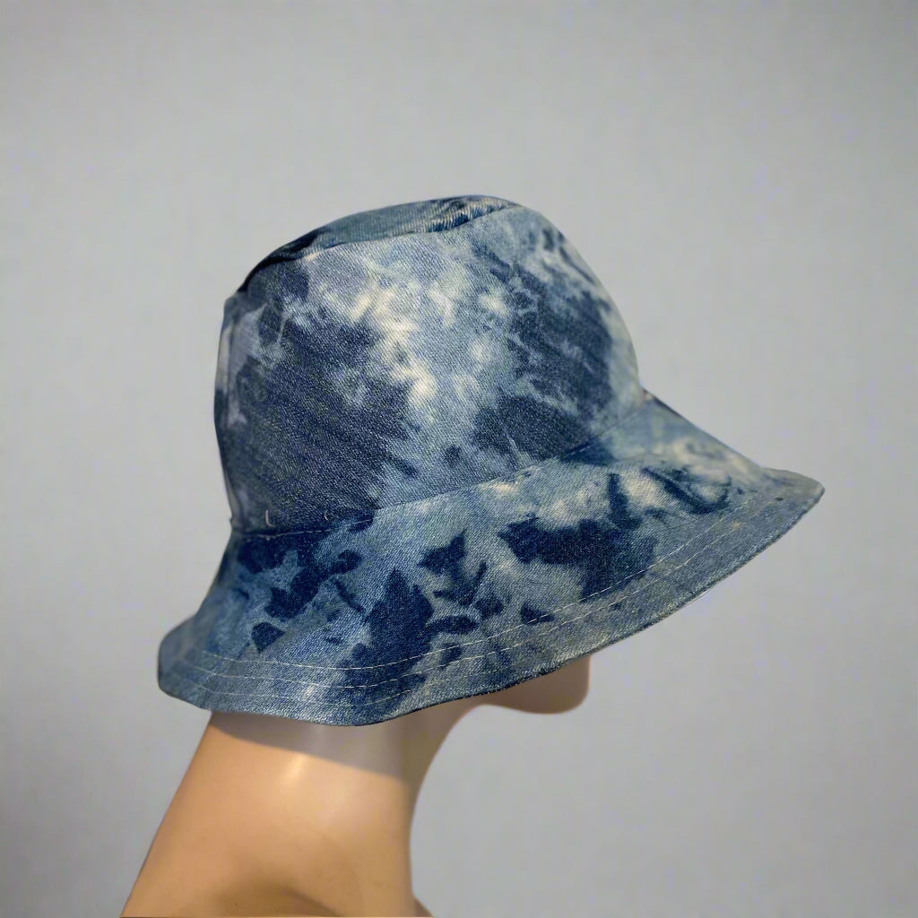 Bleached Upcycled Denim Bucket Hat