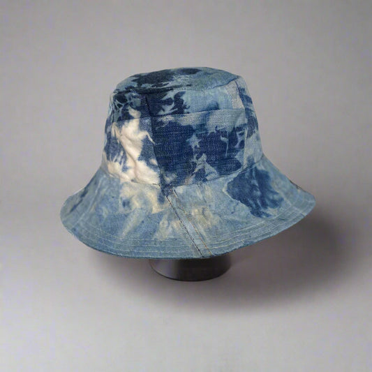 Bleached Upcycled Denim Bucket Hat