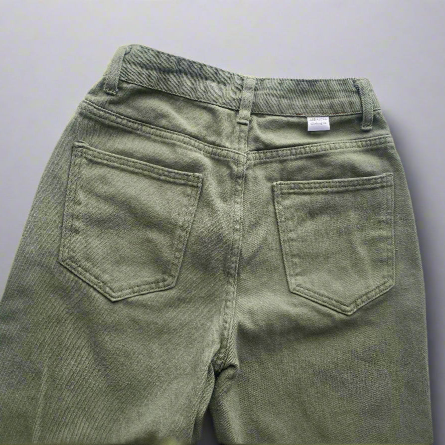 Upcycled Green Denim Jeans Stars