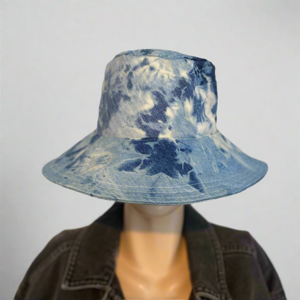 Bleached Upcycled Denim Bucket Hat