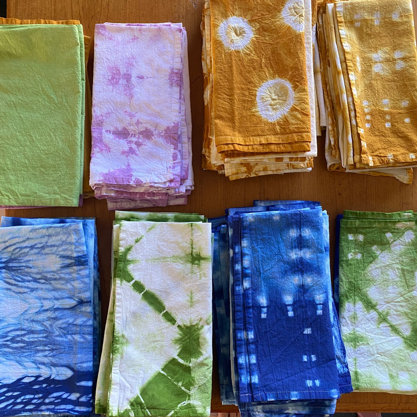 3 Beautiful Rainbow Shibori Dyed Tea Towels 3-pack