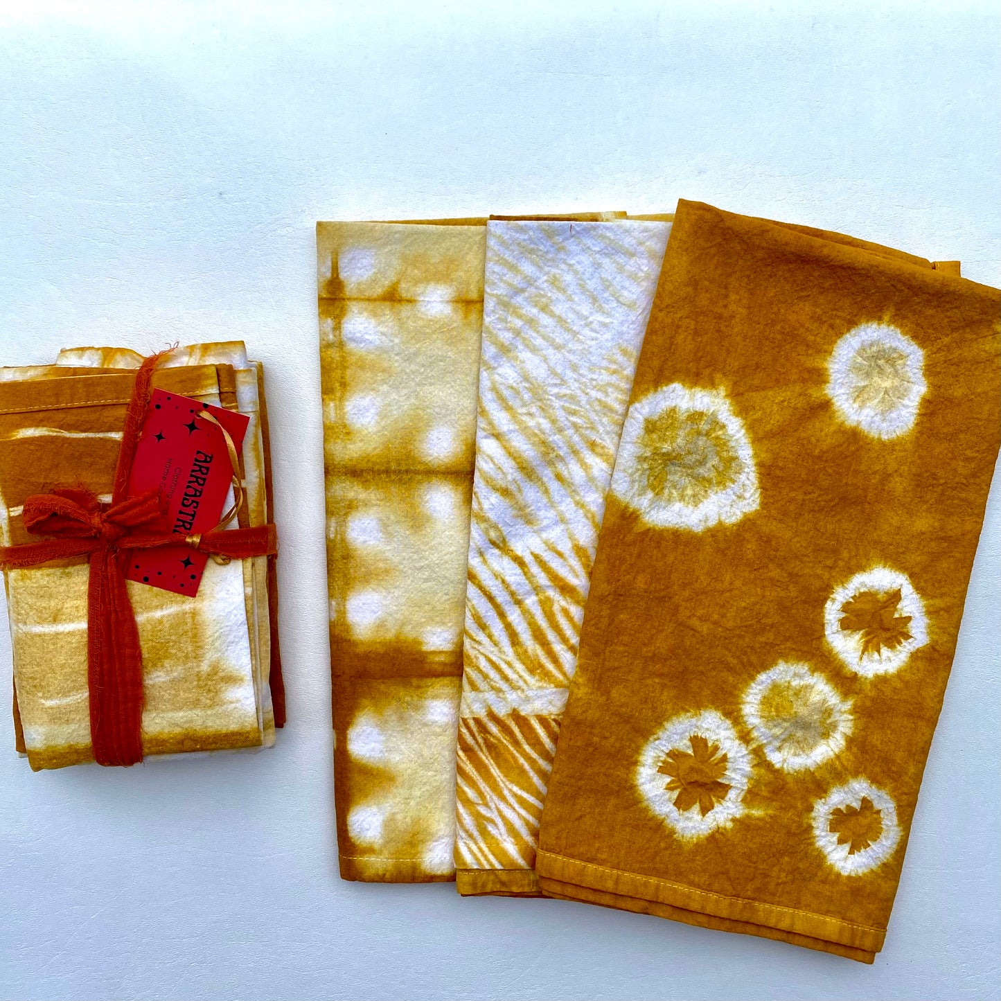 3 Beautiful Rainbow Shibori Dyed Tea Towels 3-pack