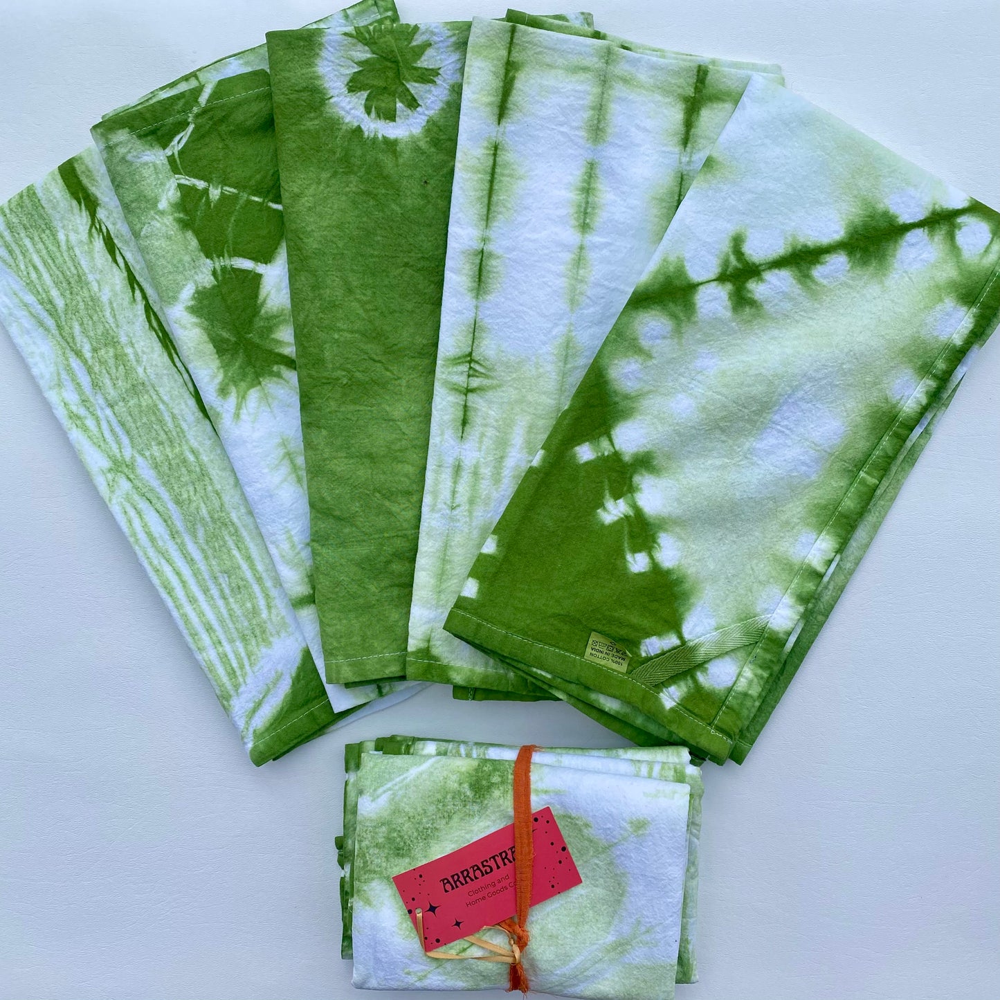 3 Beautiful Rainbow Shibori Dyed Tea Towels 3-pack