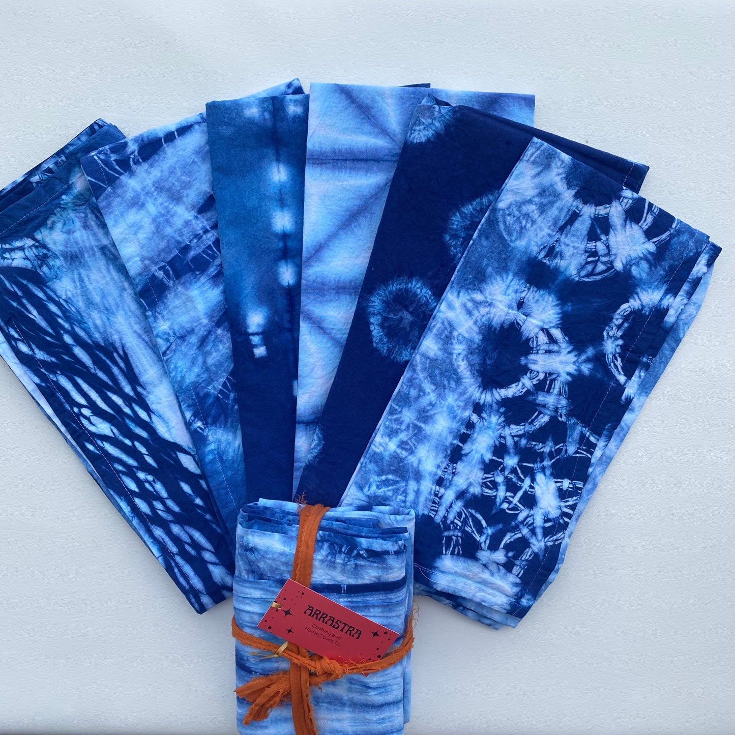 3 Beautiful Rainbow Shibori Dyed Tea Towels 3-pack