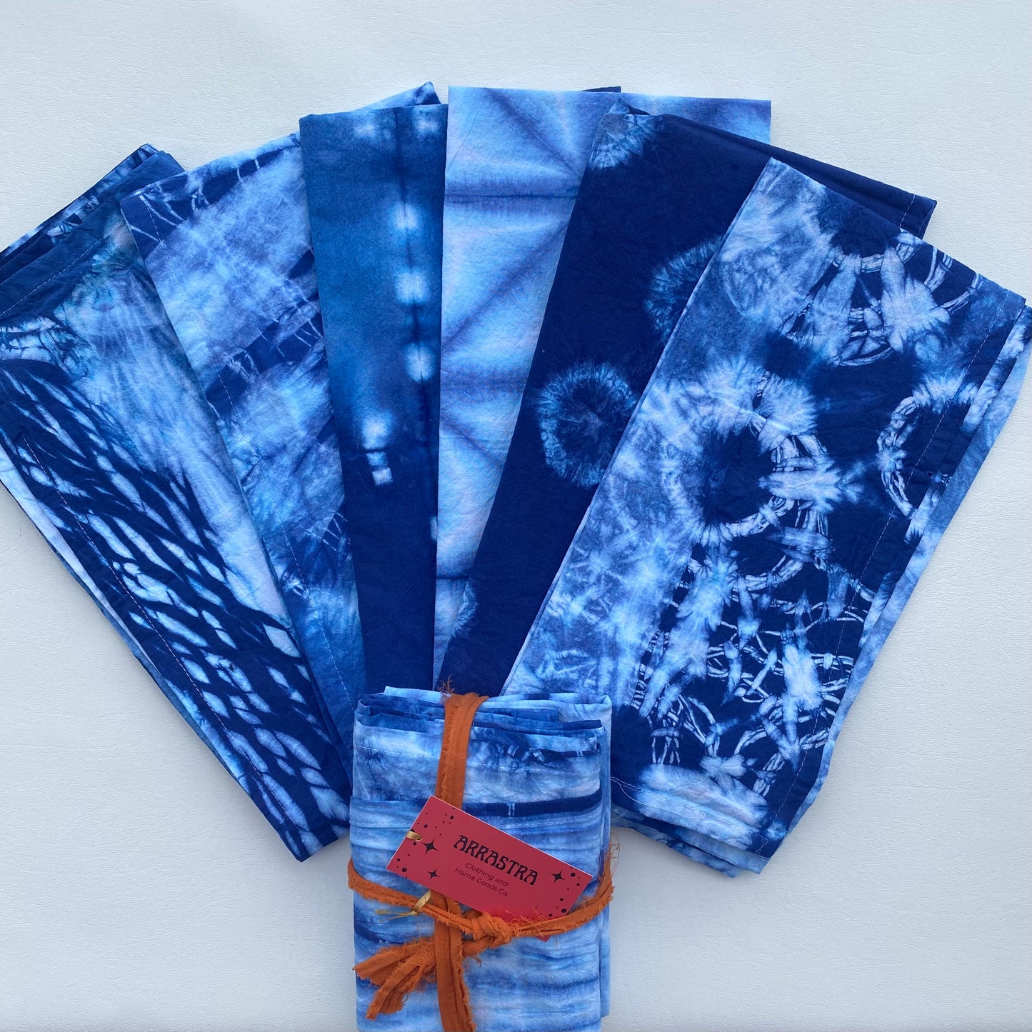 3 Beautiful Rainbow Shibori Dyed Tea Towels 3-pack