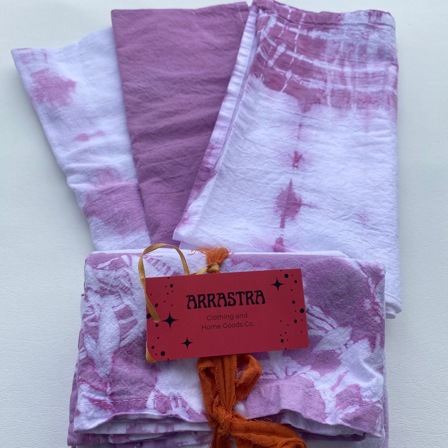 3 Beautiful Rainbow Shibori Dyed Tea Towels 3-pack