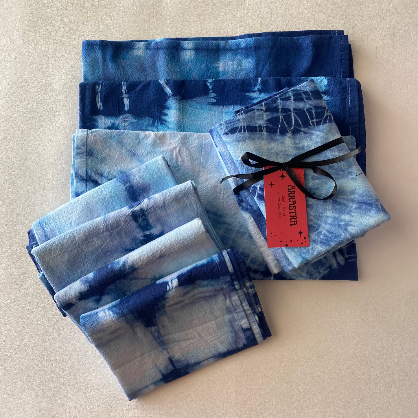 3 Beautiful Rainbow Shibori Dyed Tea Towels 3-pack