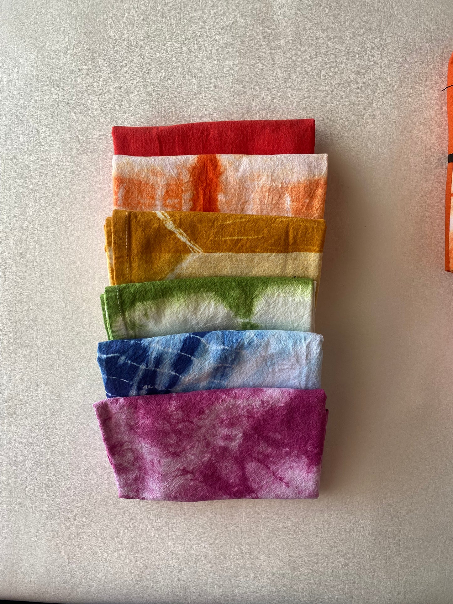 3 Beautiful Rainbow Shibori Dyed Tea Towels 3-pack