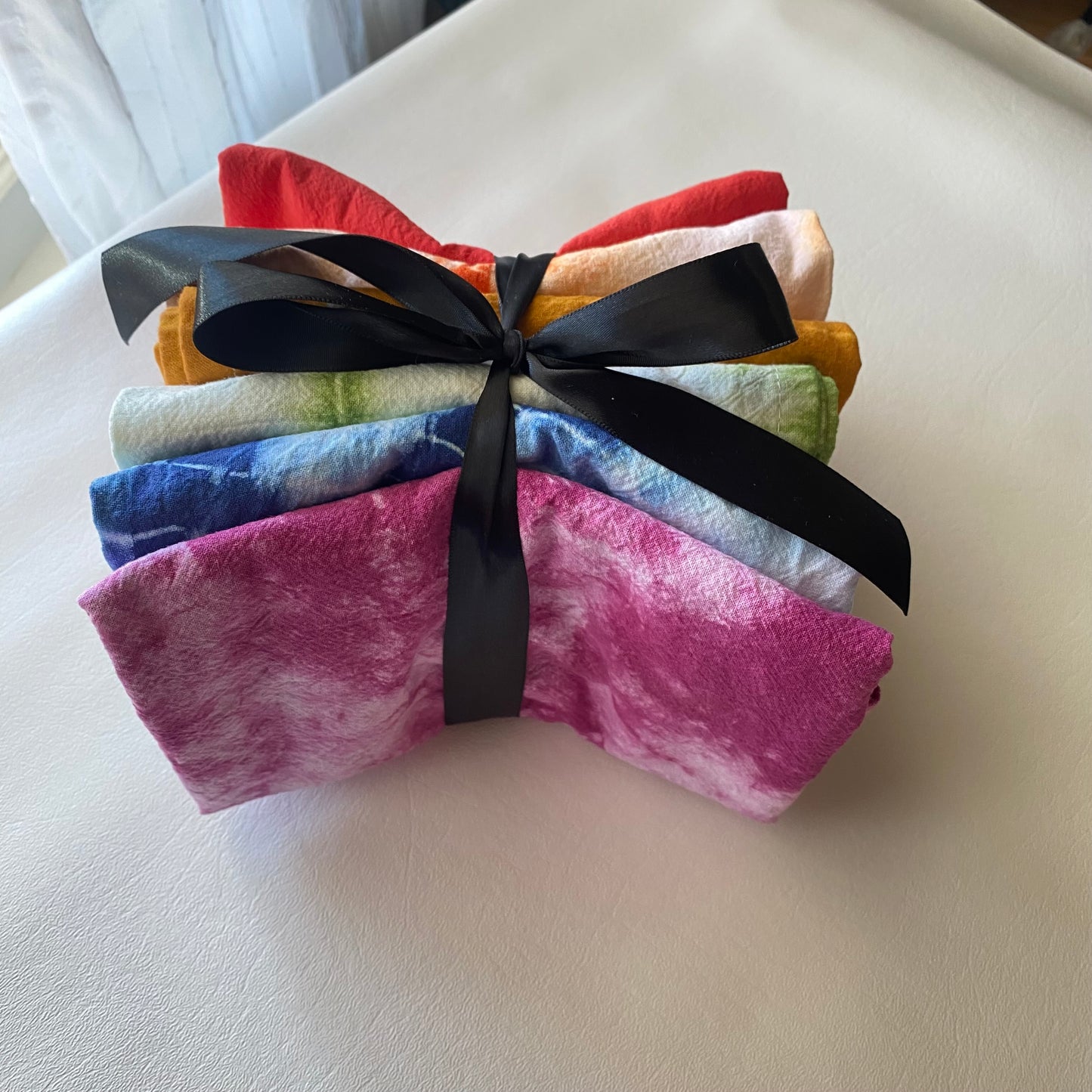 3 Beautiful Rainbow Shibori Dyed Tea Towels 3-pack