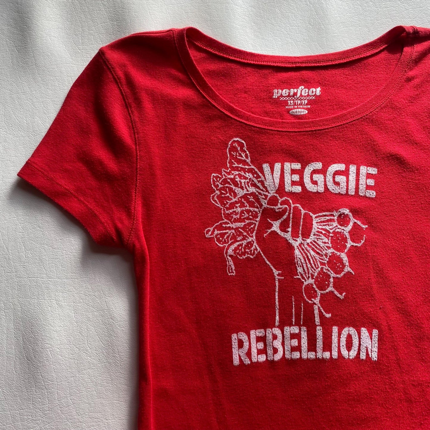 Red Upcycled Screenprinted T Veggie Rebellion