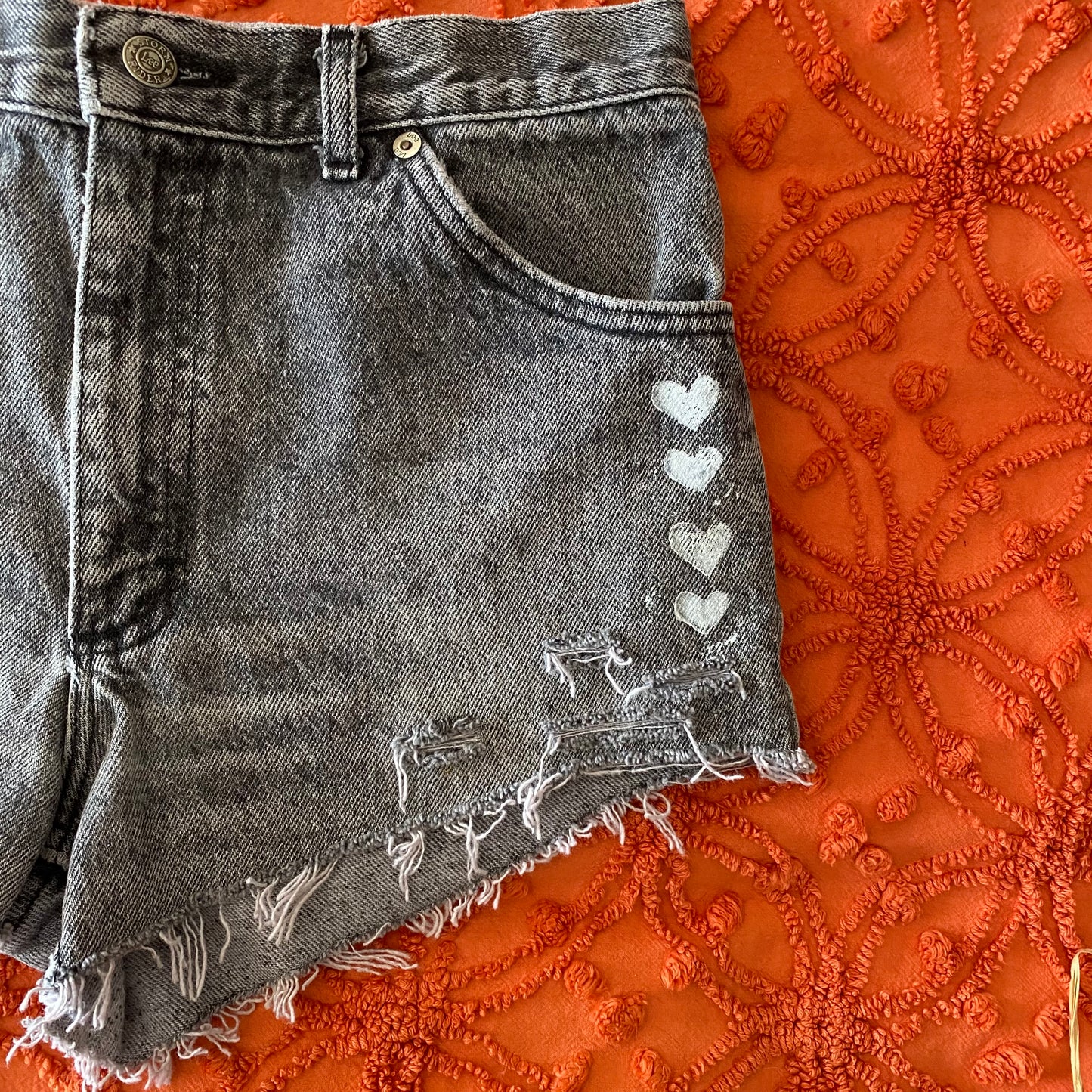 Denim Booty Short with Hearts