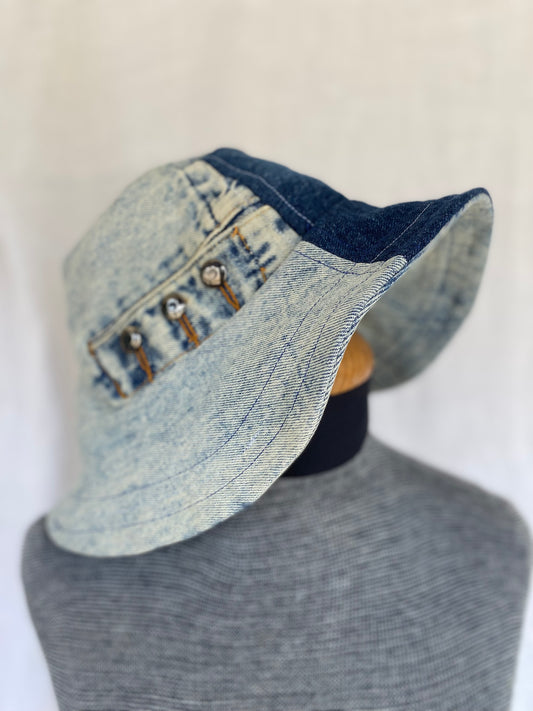 Denim bucket hat, fleece lined