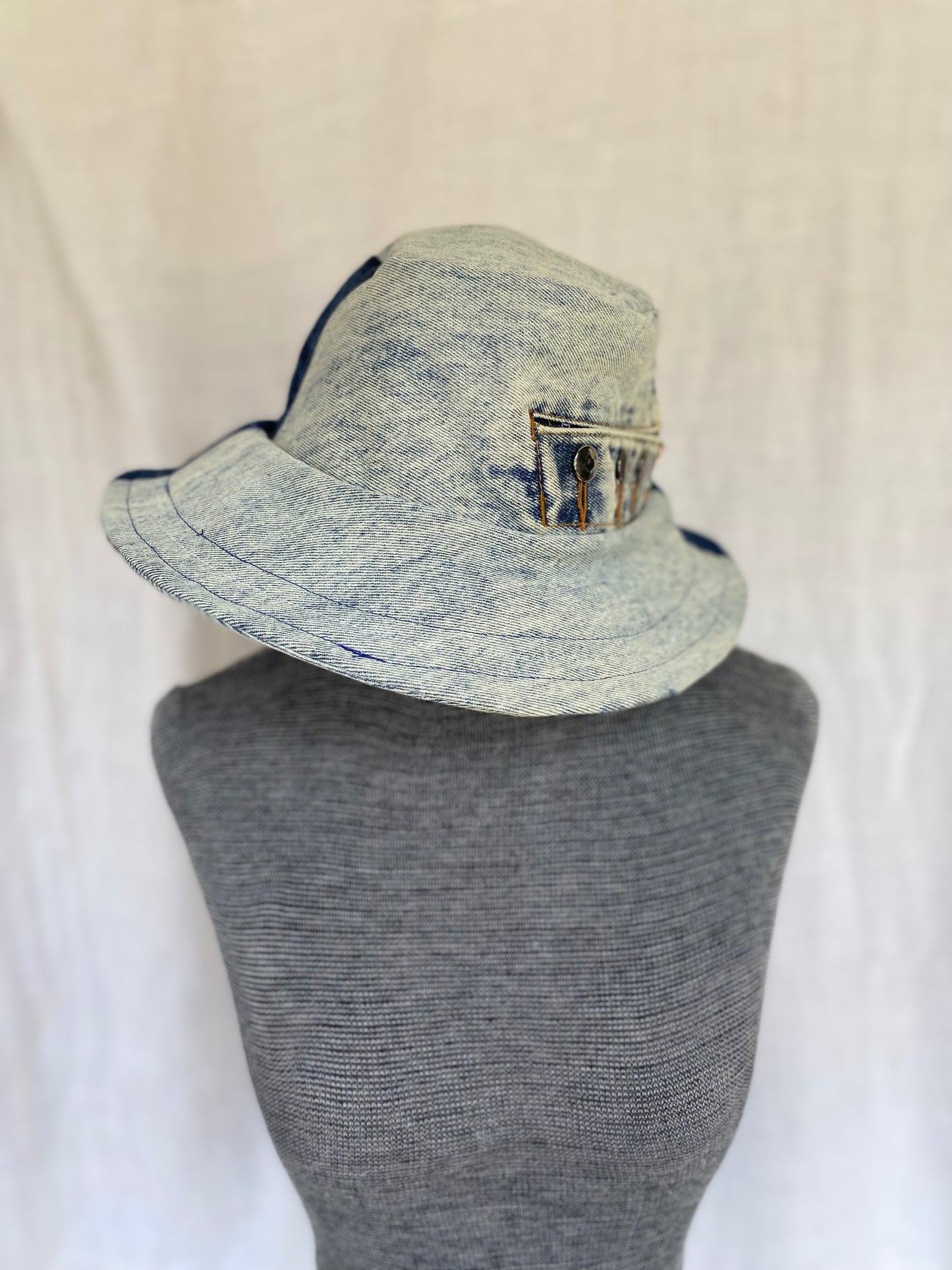 Denim bucket hat, fleece lined