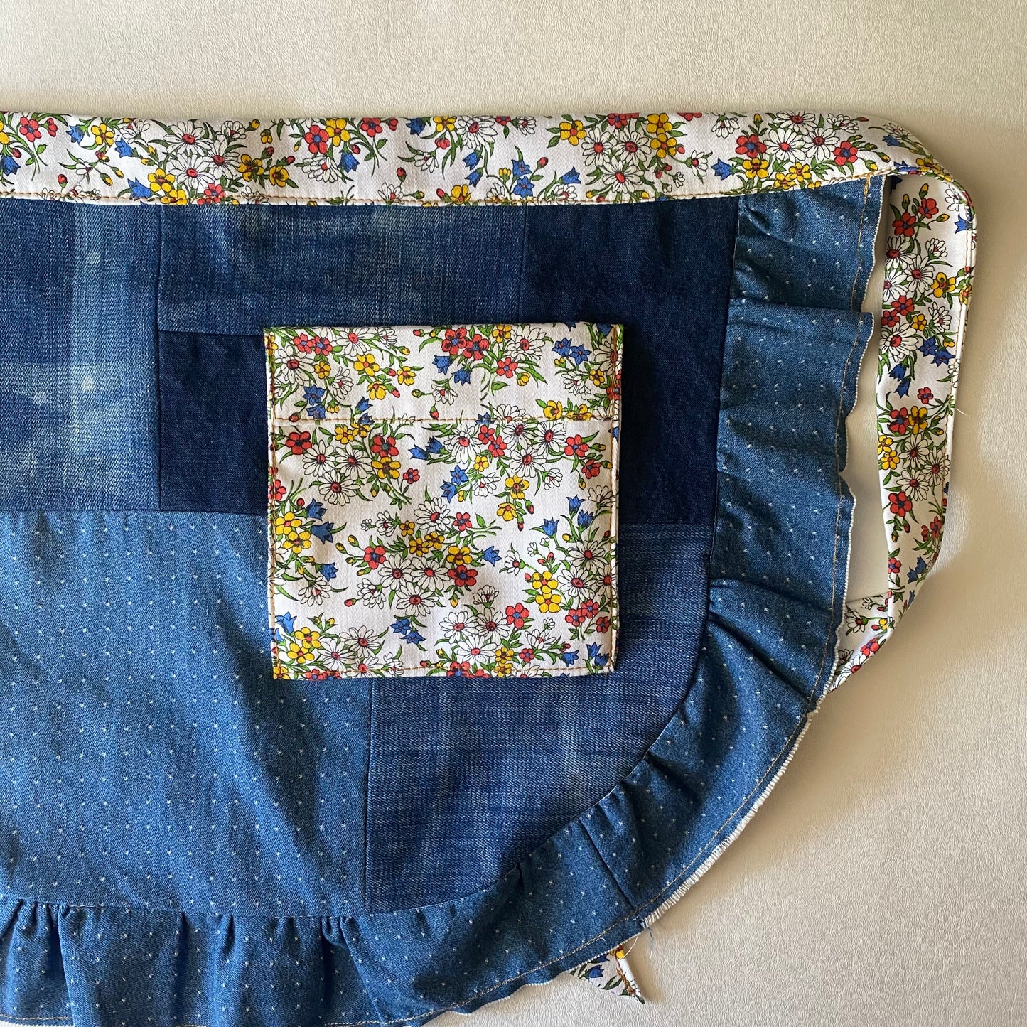 Denim Ruffle Apron