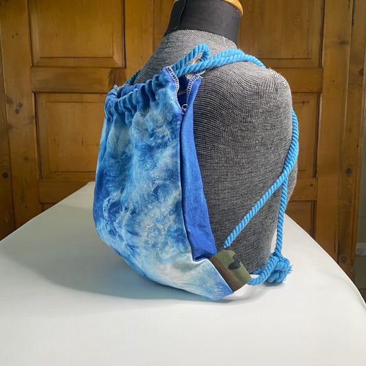 Shibori Sack and Rope Backpack