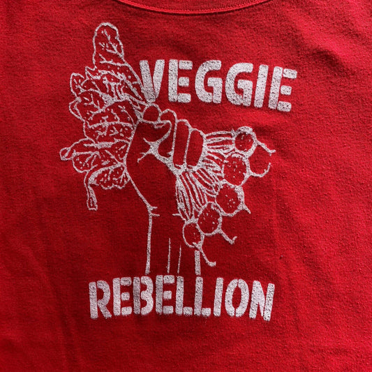 Red Upcycled Screenprinted T Veggie Rebellion