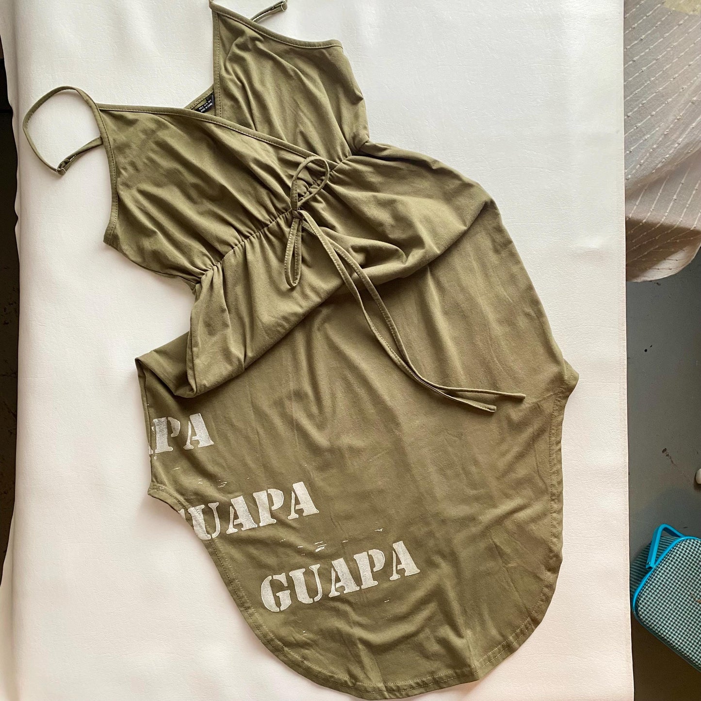 Olive Drab Shein Upcycle Stencil Print GUAPA