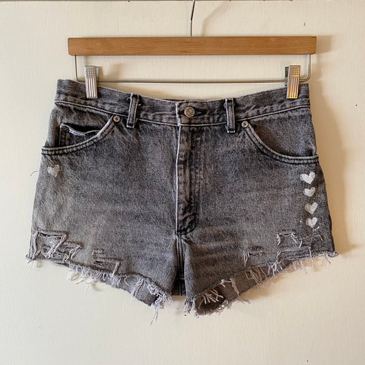 Denim Booty Short with Hearts